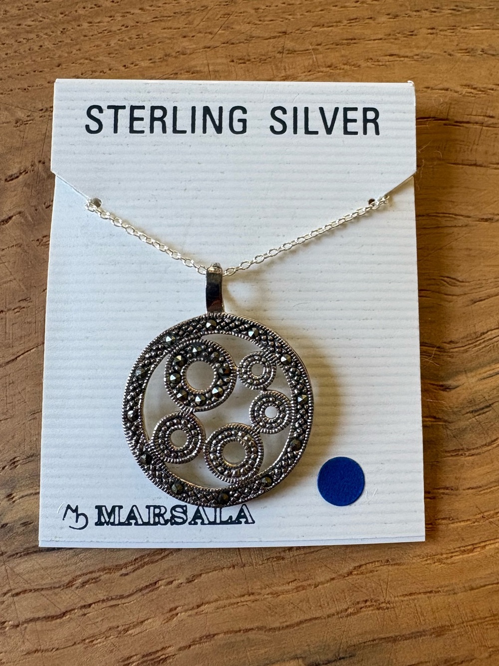 Sterling Silver Circle Pendant Necklace by Marsala, NWT